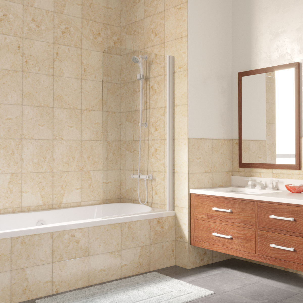 Шторка для ванной Vegas EV LUX 75 01 01 R белый/прозрачное