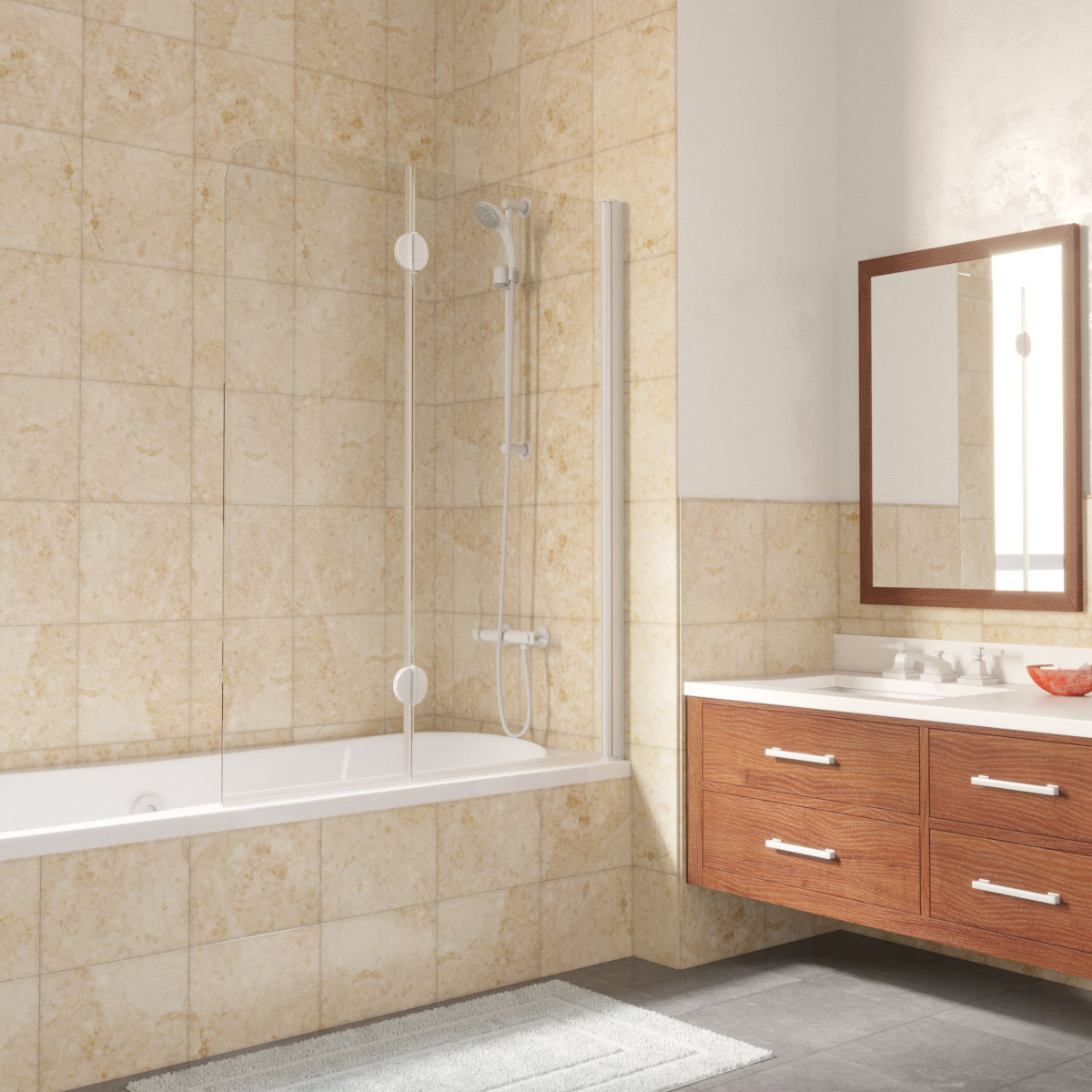 Шторка для ванной Vegas E2V LUX 120 01 01 R белый/прозрачное