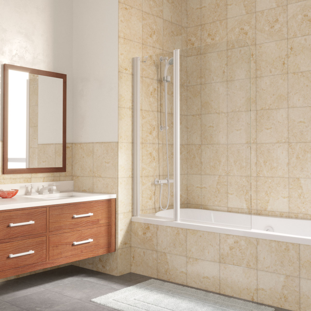 Шторка на ванную Vegas E2V LUX ST 125 01 01 L белый/прозрачное