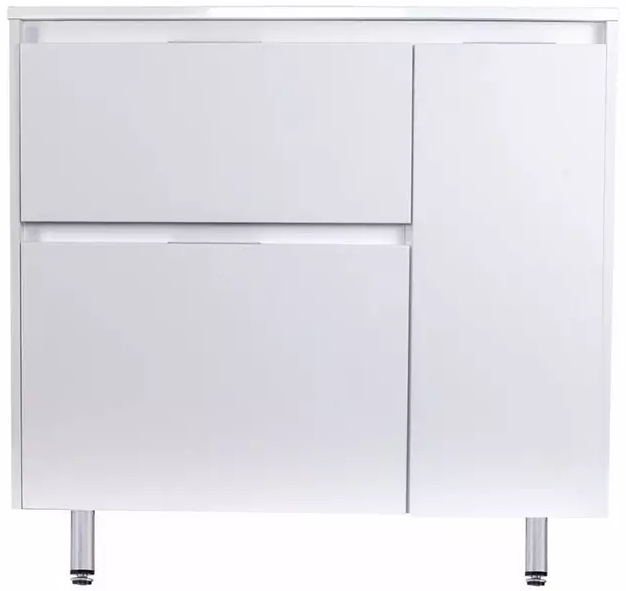 Тумба с раковиной Style Line El Fante Барселона 90 Люкс Plus, 90 см, напольная, 2 ящика, с корзиной справа, белый
