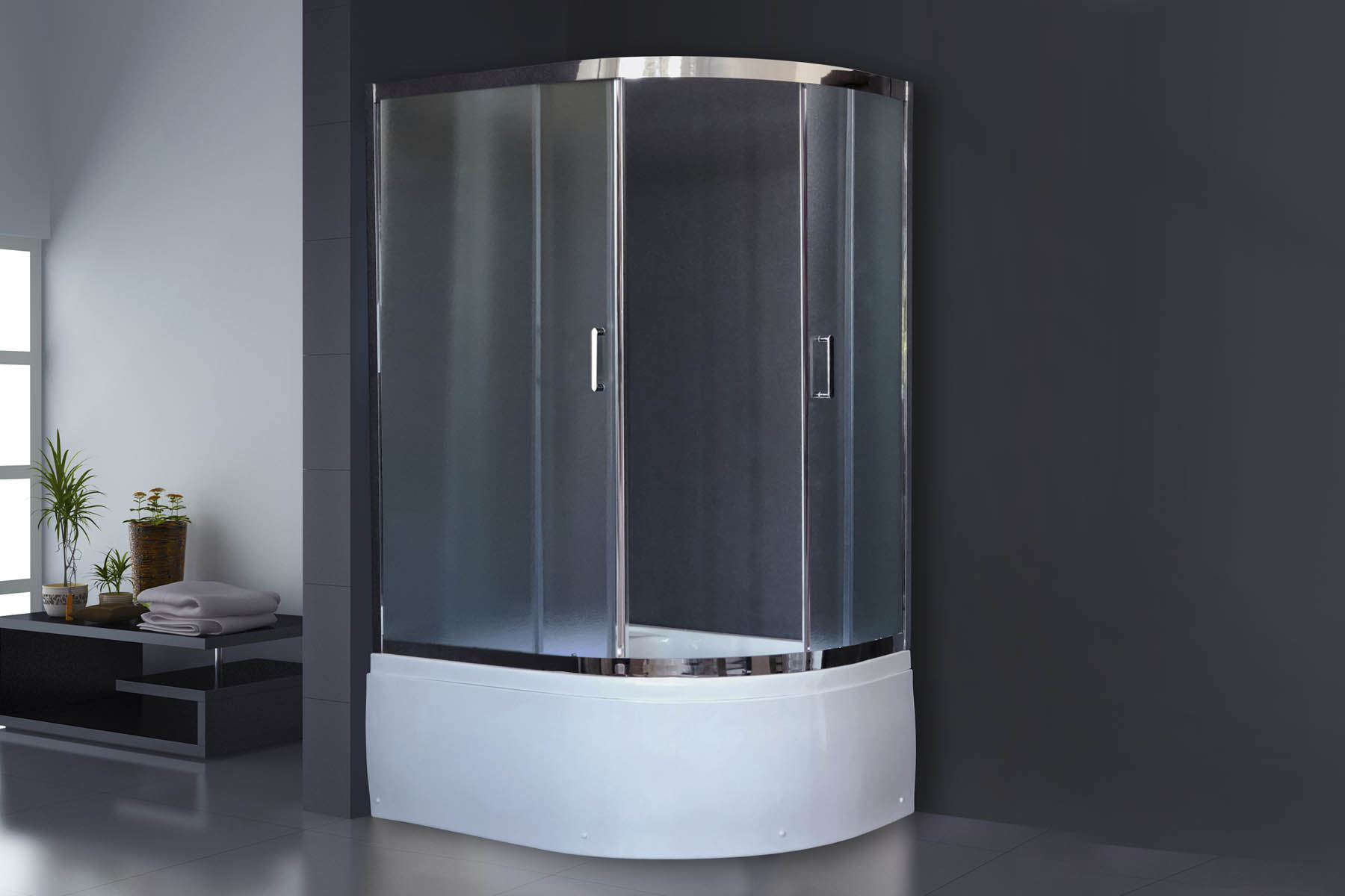 Душевой угол Royal Bath RB8120BK-C-CH-L (матовое) левый