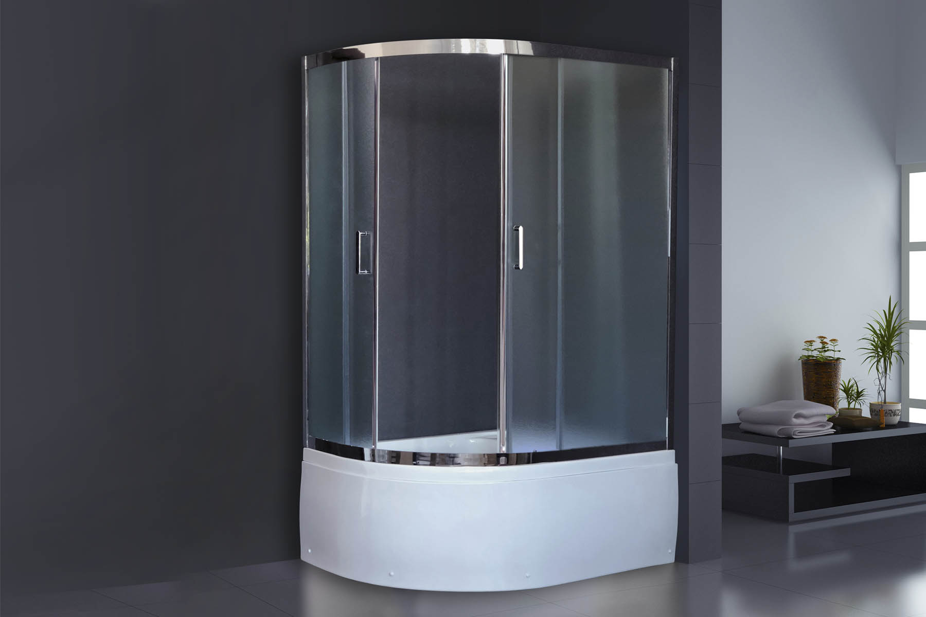 Душевой угол Royal Bath RB8120BK-C-CH-R (матовое) правый