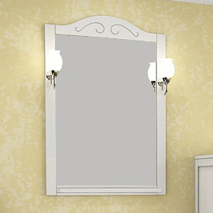 Зеркало АСБ-Мебель Флоренция 65 белое, патина серебро со светильниками